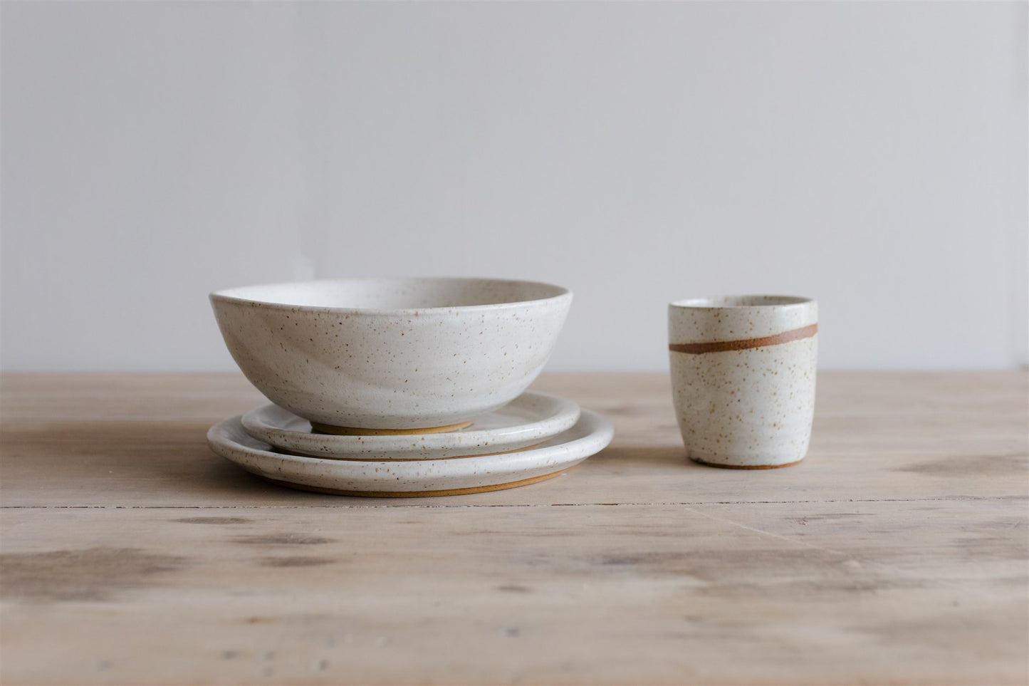 Ready to Ship Dinner Plate + Salad Plate + Ramen Bowl + Tumbler - KJ Pottery 